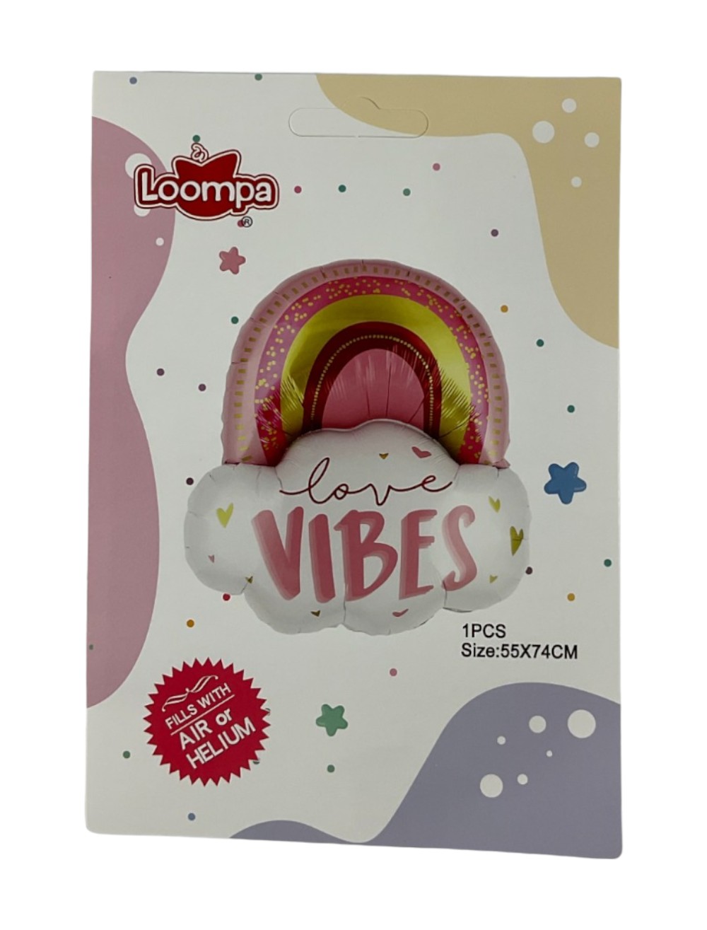 GLOBO METALIZADO ARCOIRIS Y NUBE LOVE VIBES 1 PCS