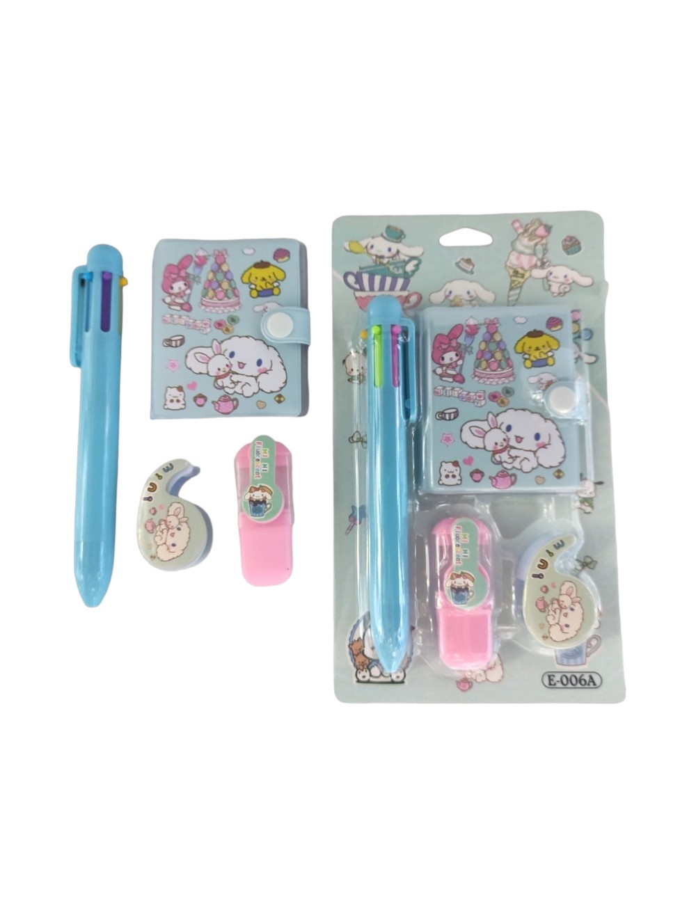KIT ESCOLAR CON AGENDA, LAPICERO, RESALTADOR Y CINTA 