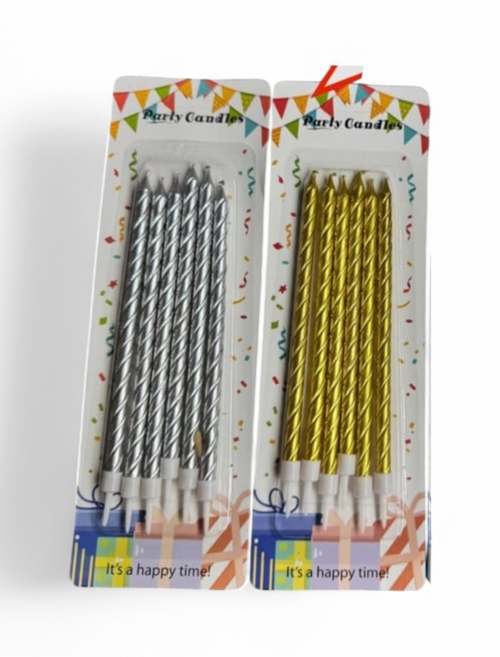 VELA TORNILLO GRANDE DORADA Y PLATEADA X 6 UNIDADES
