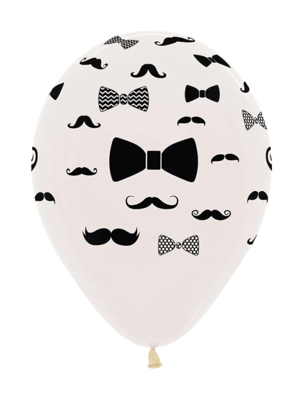 GLOBO LATEX R12X12 INFINITY BLANCO BIGOTES Y CORBATINES  SEMPERTEX